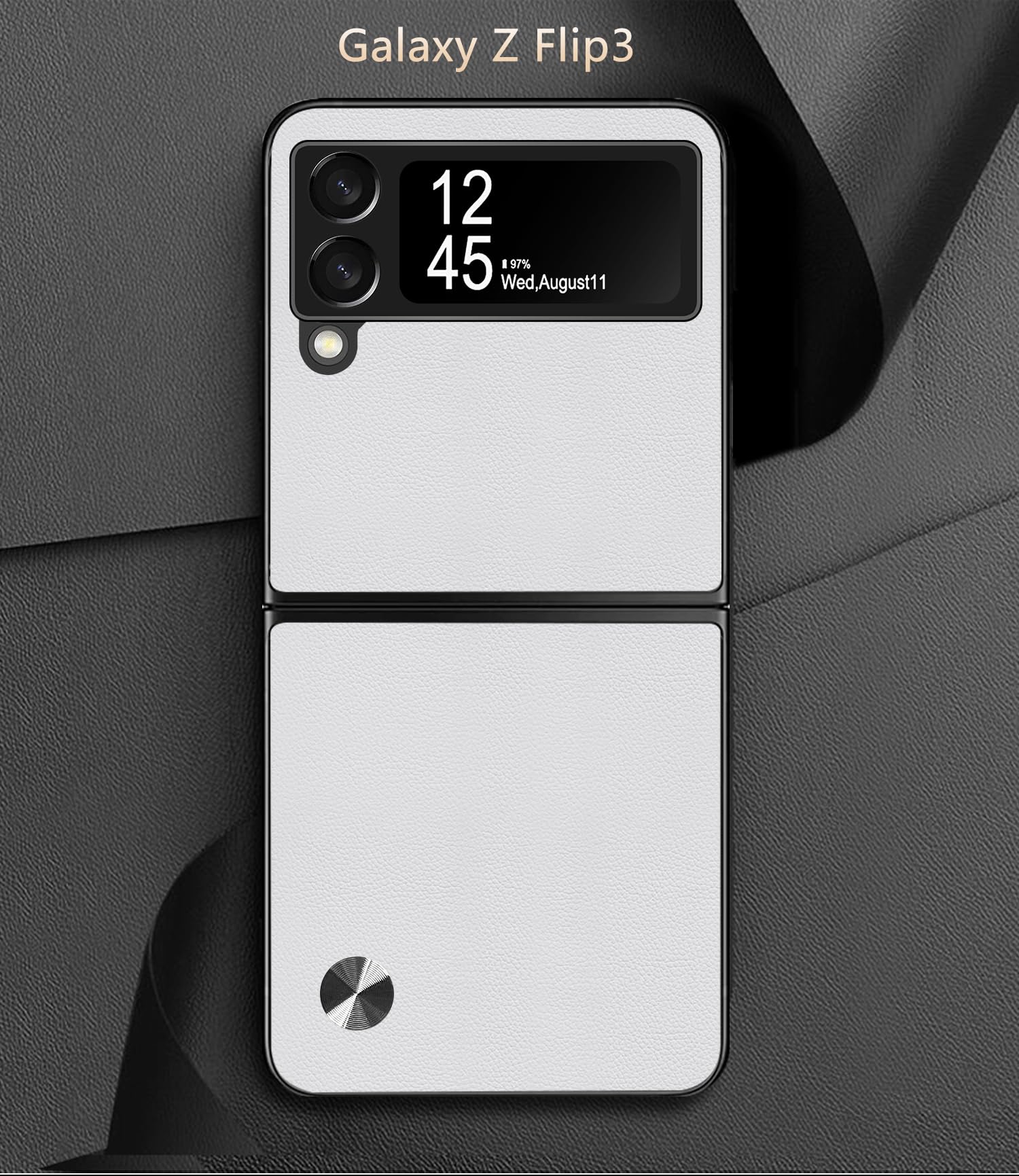 Puxssul for Samsung Galaxy Z Flip 3 Case, Soft TPU Artificial Leather case,Extremely Light Ultra-Light Camera Protection Leather Cover Case for Samsung Galaxy Z Flip 3 5G 2021 (White)