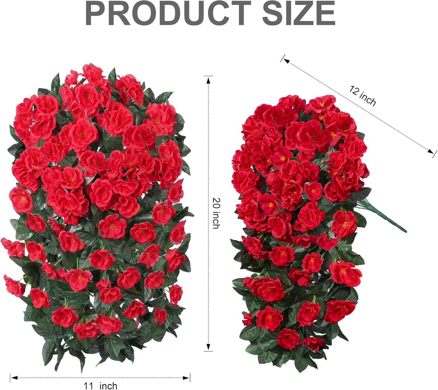 Artificial Geraniums Flowers Faux Plants for Outdoors Outside Spring Decor, 2 PCS UV Resistant Fake Silk Hanging Flowers Long Trailing Vines Look Real for Outdoor Planters Patio Porch Garden, Fuchsia