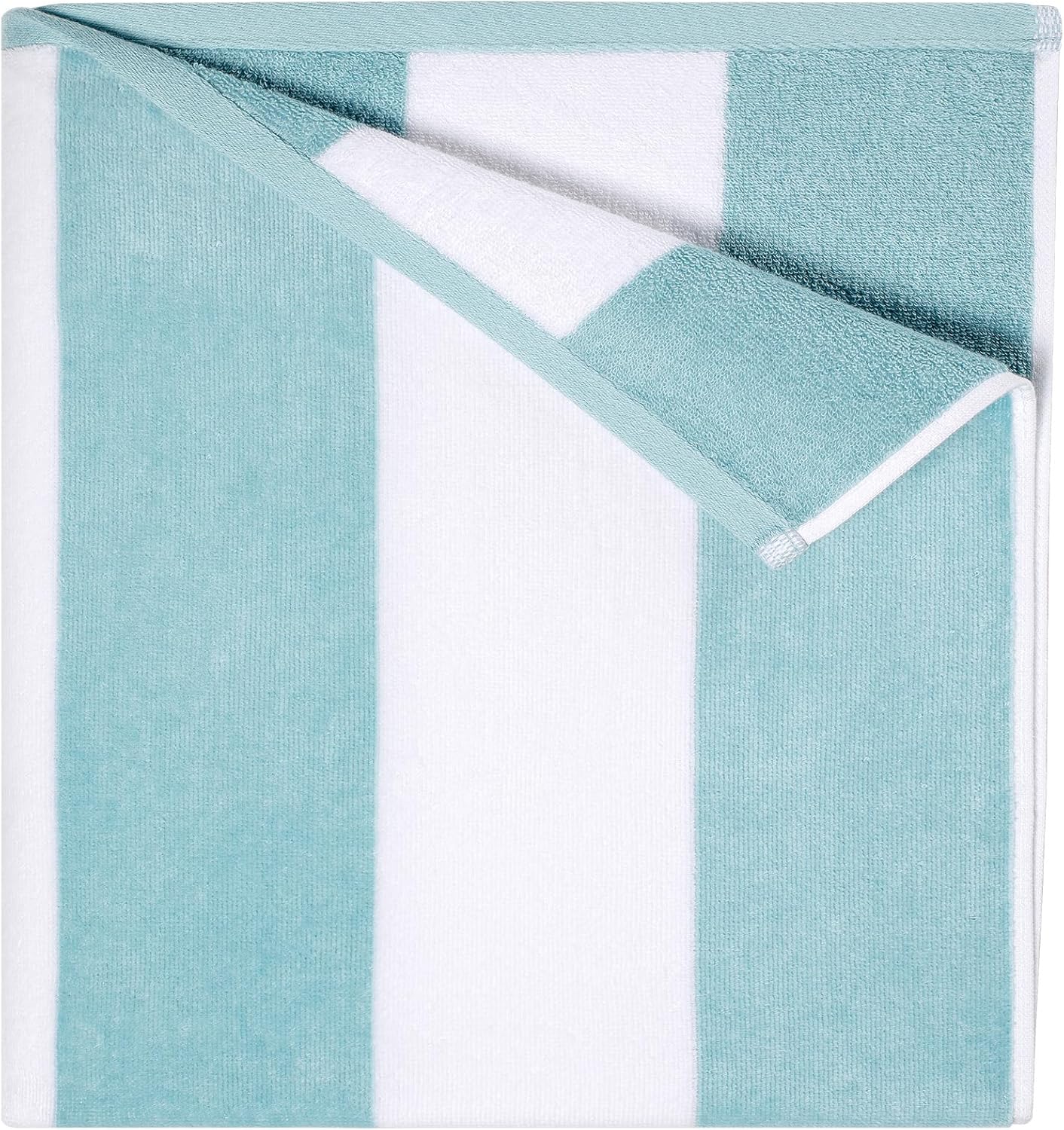 GABAO Cotton Beach Towel Oversized - 70"x 35"|Large Striped Towel - Classic Soft, Absorbent Terry Cloth for Pool, Beach, Travel & Resort (Turquoise)