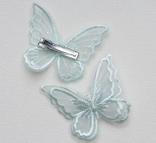 Miniatura 4 de Sowaka 6 pinzas para el cabello de encaje con diseño de mariposa, bordadas suaves, para el cabello, para mujeres y niñas, accesorios para el cabello