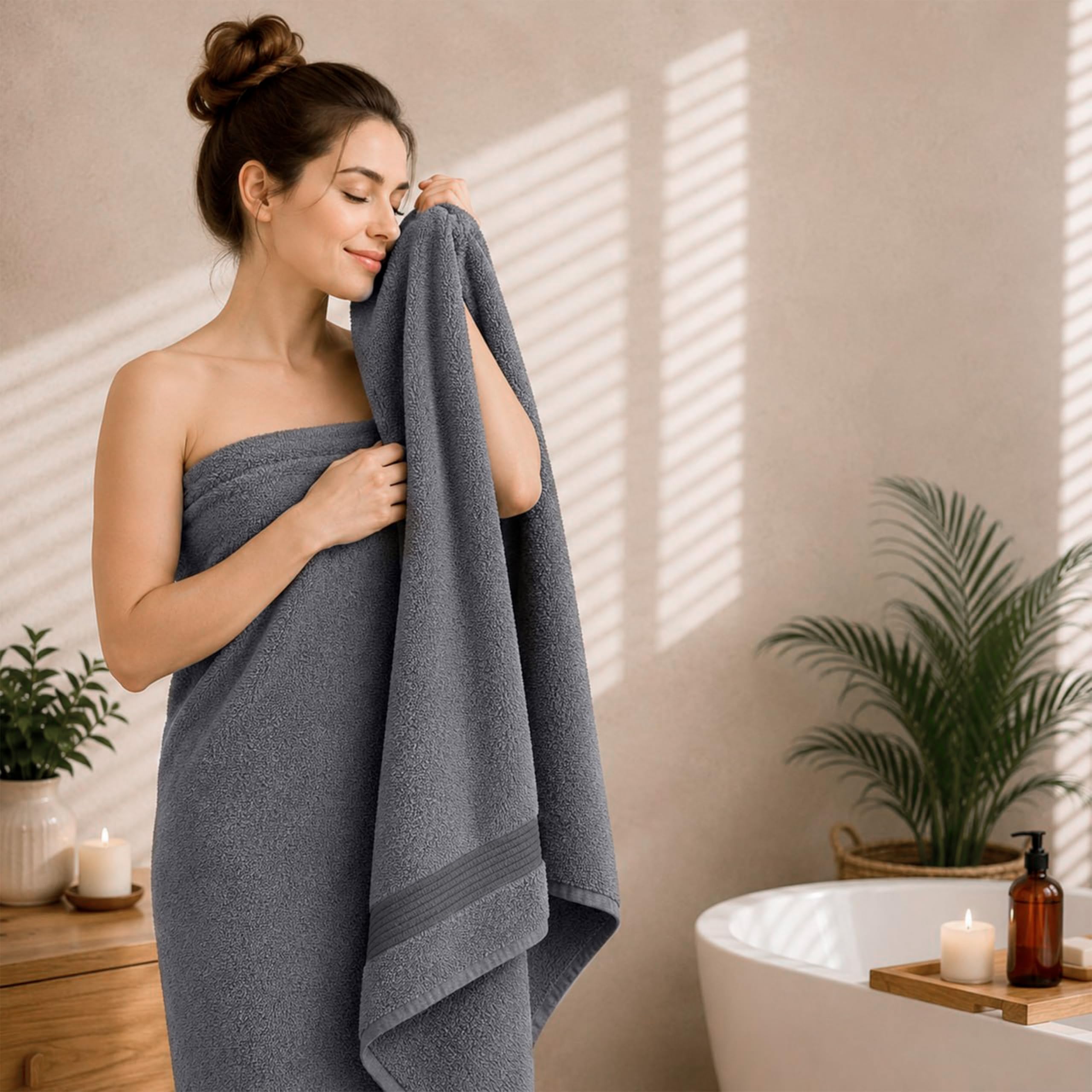 altego Saunahandtuch 100x180 cm Grau 100% Baumwolle - 500 g/m² Premium Qualität - Badehandtuch groß - Saunatuch groß – Badetuch XXL