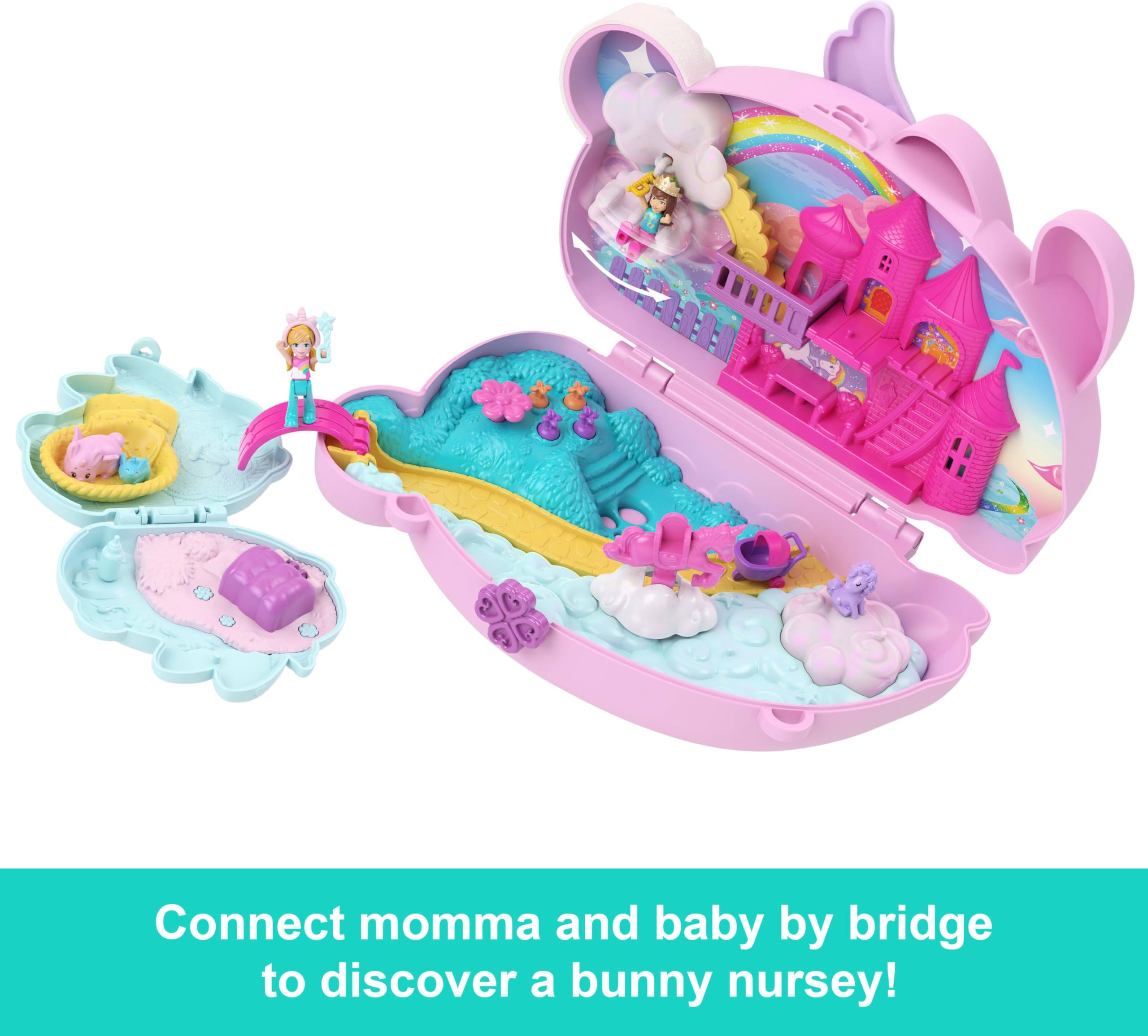 Polly Pocket Wearable Travel Toy with 2 Micro Dolls and 12