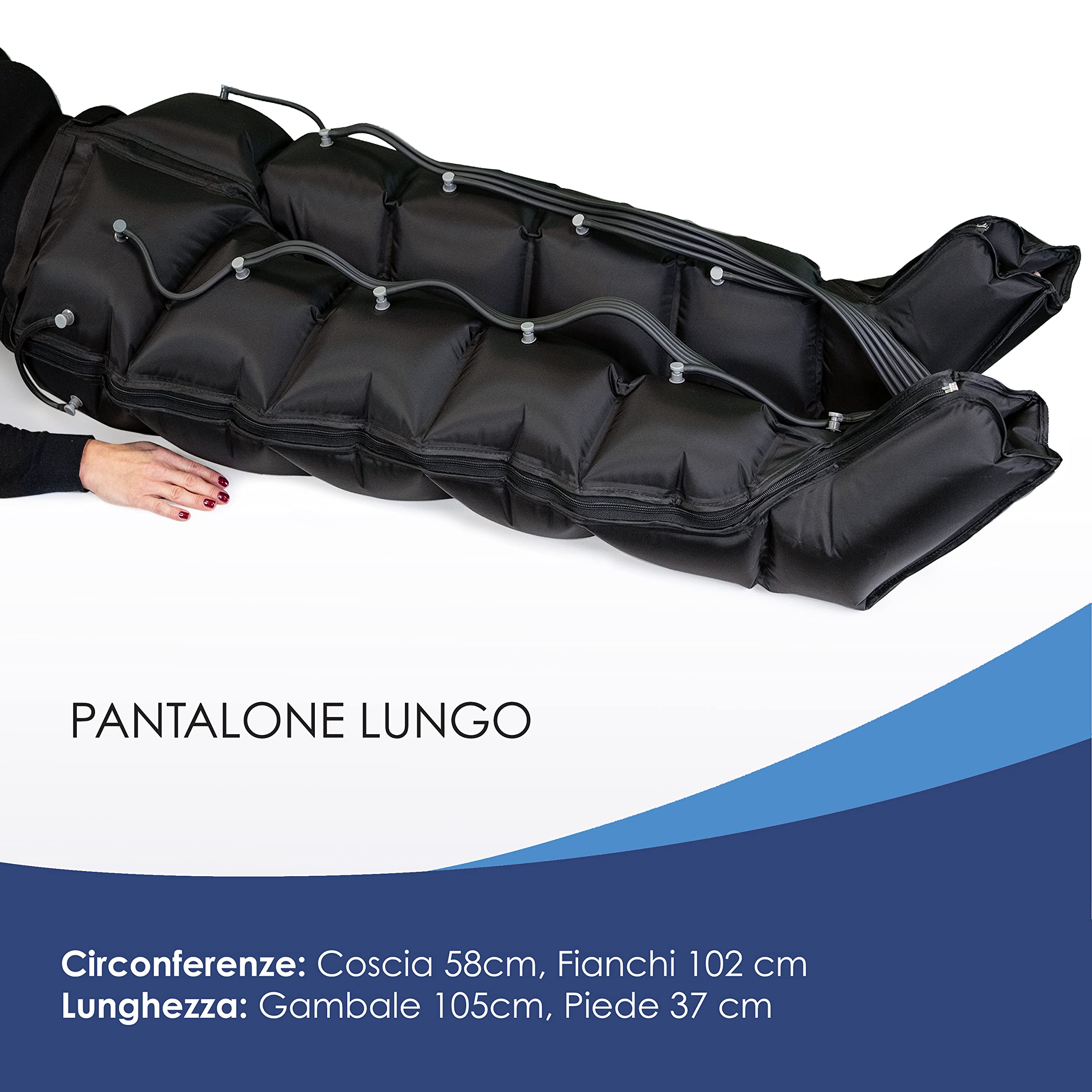 Dinamicamed ® Premium 6.0 Pressoterapia Linfodrenaggio Professionale Digitale Compact, Pressoterapia per Casa con 6 Programmi, Massaggio Linfodrenante 6 Camere con Pantalone lungo e Bracciale
