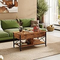Vista 8 de WLIVE Coffee Table, 41.3" Lift Top Coffee Table with 4 Wheels, Hidden Compartment, Storage Shelf and Lift Tabletop for Living Room, Reception Room