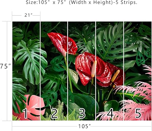 Miniatura 4 de Papel pintado botánico tropical 3D, hojas de palmera verde vívido, escena de selva tropical. Perfecto para sala de estar, decoración de cocina. No