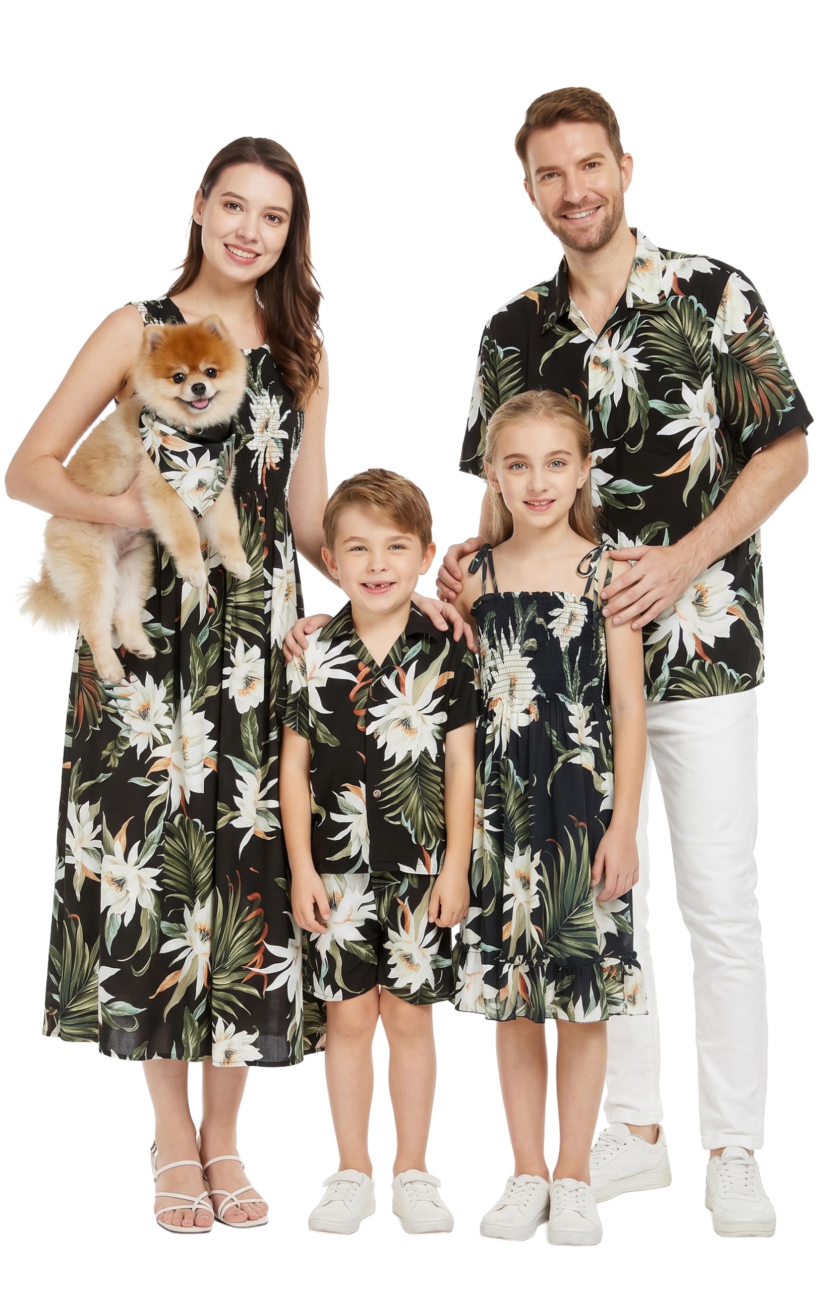 Family Matching Hawaiian Clothes, Wispy Cereus Black