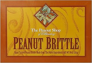 The Peanut Shop of Williamsburg Homestyle Brittle Box, Old-Fashioned Peanut Candy from Williamsburg, Peanut Brittle Hand Pulled in Copper Kettles, Gluten Free Ingredients - 10 Oz