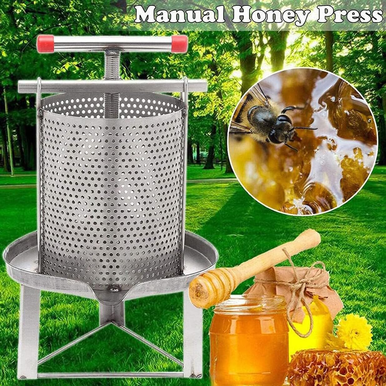 Estrattore Manuale Per Miele In Acciaio Inox - Con Filtro - Per Apicoltura Domestica - Pressa Per Favì - Foto 2