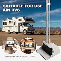 Vista 5 de Juego de escoba y recogedor de mango largo de 54 pulgadas, combo perfecto para limpieza eficiente, marrón y blanco