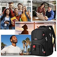 Vista 7 de Black Backpack for Men Women, School Backpack for Boys Girls Teens, Backpacks for School, College Back Pack, Book Bag, Water Resistant Bookbag