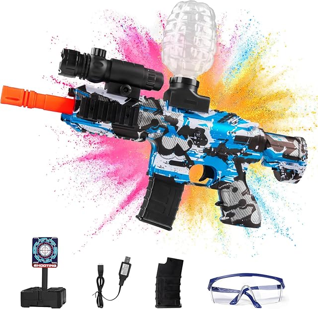 Dhapy Gel Blaster, Electric M416 Gel Blaster with 30000 Rounds, Scope and Goggles, Outdoor Shooting Team Game Toy Gift for Teens Adults Ages 12+