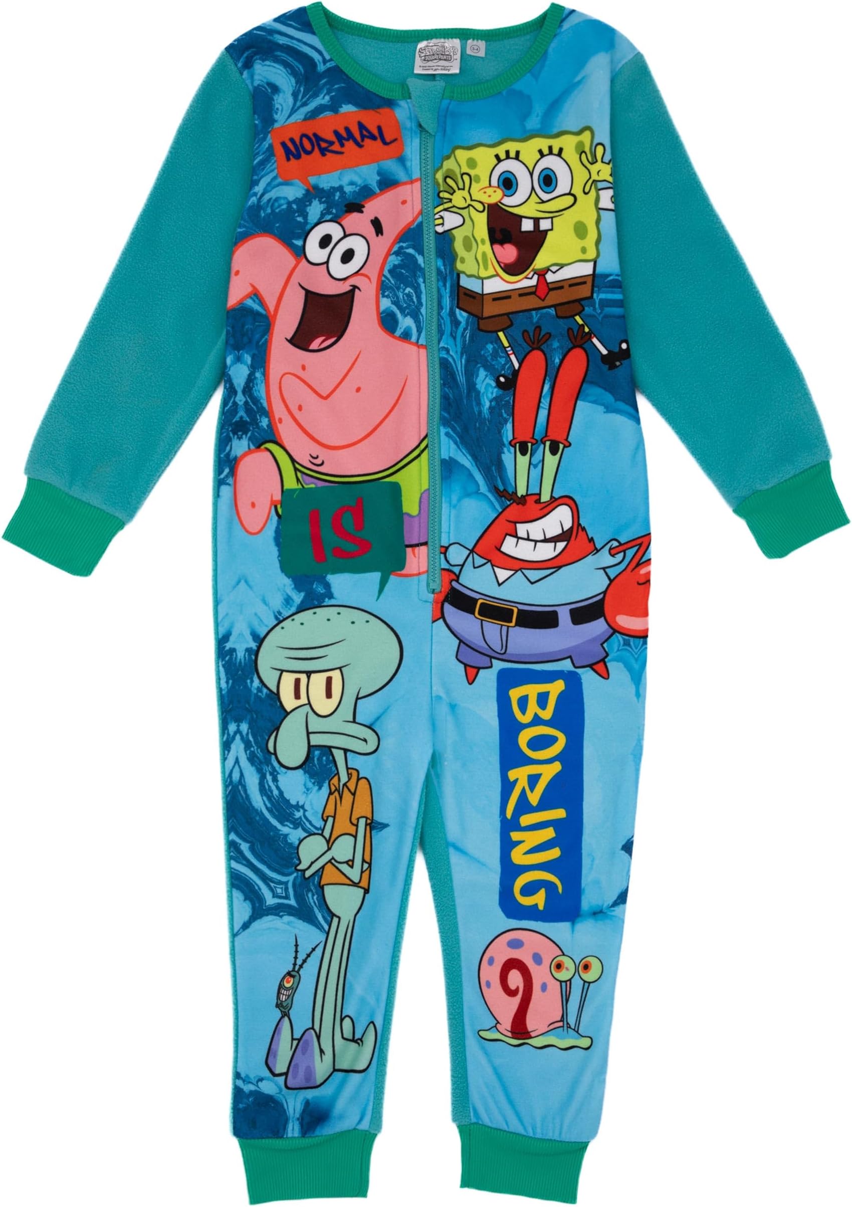 SPONGEBOB SQUAREPANTS Boys Onesie in Green | Kids All In One Gaming Fleece Jumpsuit Loungewear Pyjamas | Sponge Bob Gamer Overall Jumpsuit Romper PJs Cartoon Merchandise Gift for Children