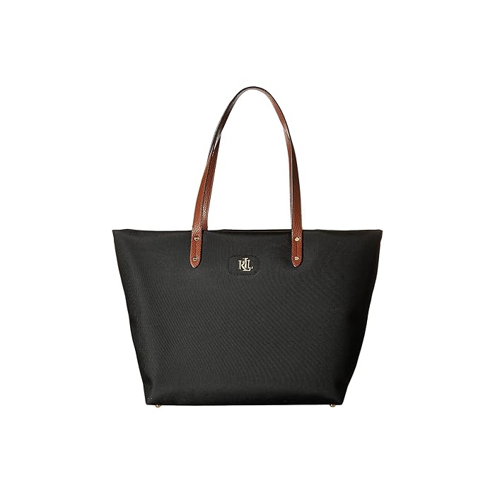 Ralph lauren black nylon tote bag with gold initials Clearance