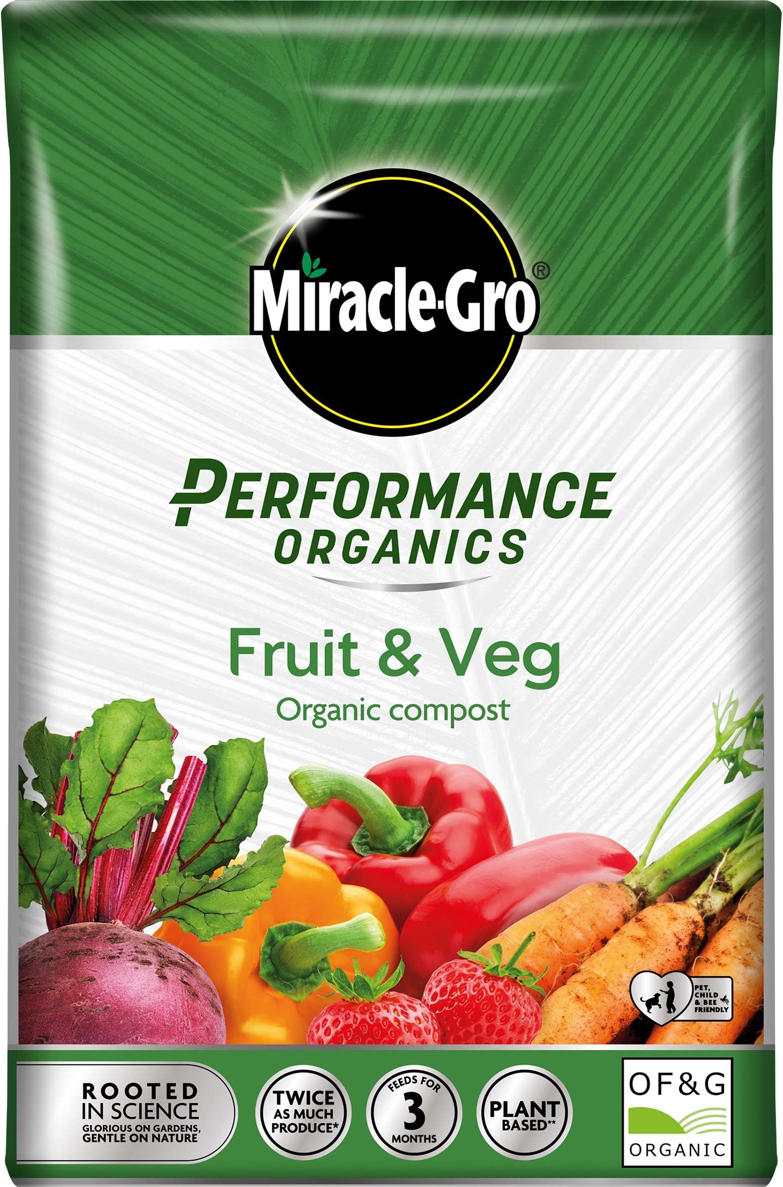 RUNADI MIRACLE GRO Performance Organics Fruit & Veg Compost 40L (Bee, Child & Pet Friendly)