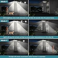 Vista 2 de Solar Flood Lights Outdoor- 2800LM 200LED Solar Motion Sensor Lights, 3 Heads & 3 Modes Flood Lights, 270° Wide Angle Solar Powered Security Lights