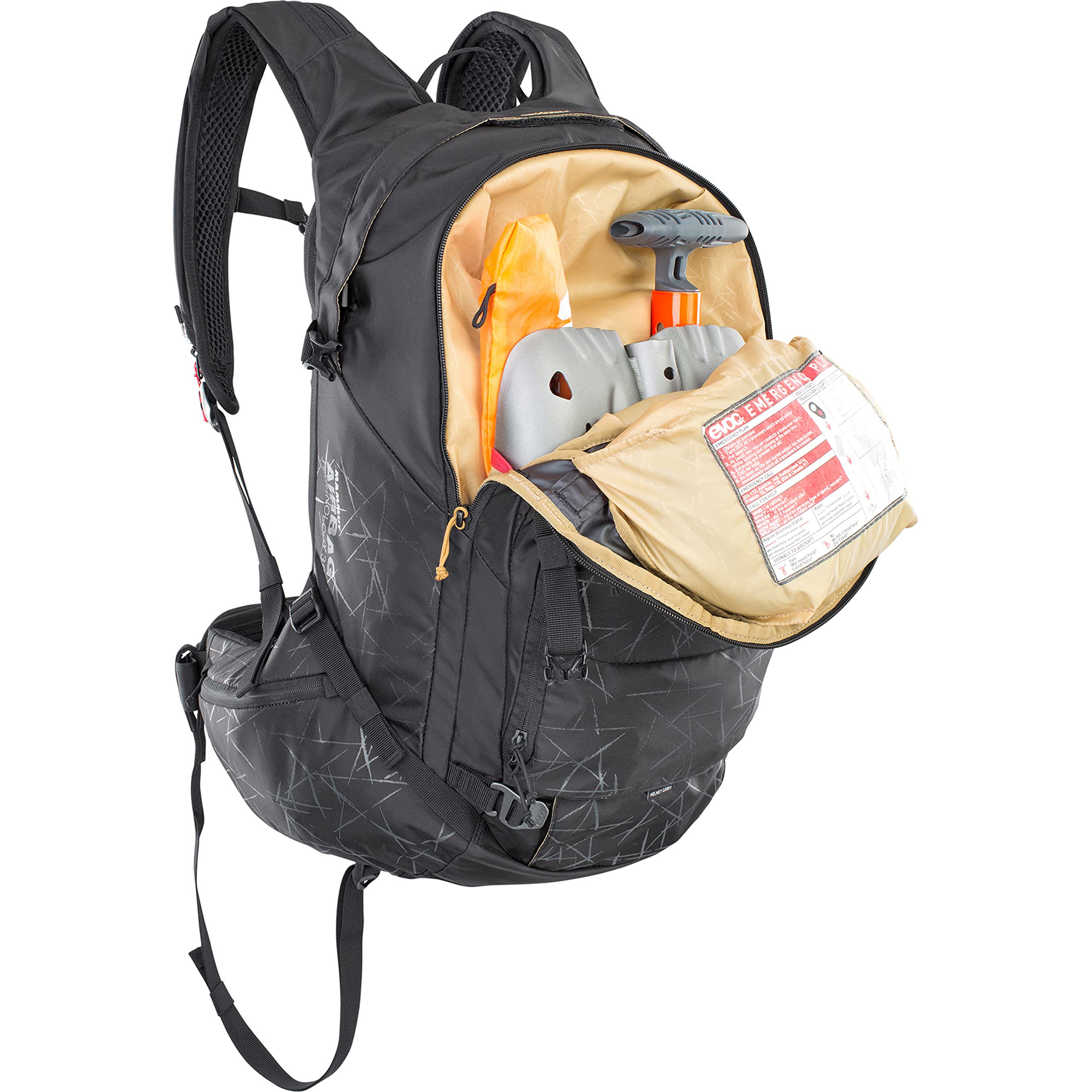 EVOC LINE R.A.S. PROTECTOR 32 Lawinen-Airbag-Rucksack, Skirucksack (NEURALITE SYSTEM, Hüftflügel mit Reißverschlusstaschen, Trinkblasenfach 3l, PROTECTOR CRASH REPLACEMENT, Größe: M/L), Schwarz