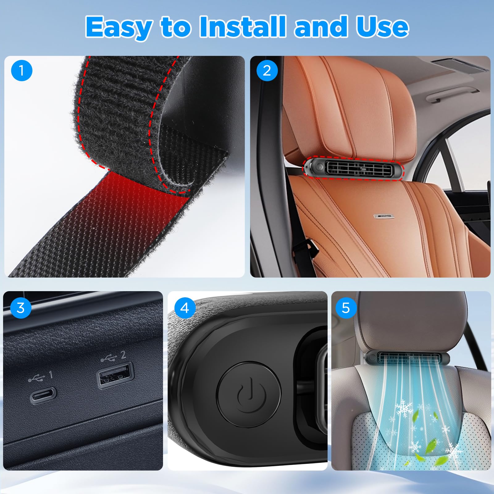 Ventilatore Auto Ventilatore USB per Auto Ventilatore di Raffreddamento Del Sedile Auto Veicoli Ventola di Raffreddamento Elettrica con 3 Velocità Per SUV Camper Camion Seggio d'ufficio