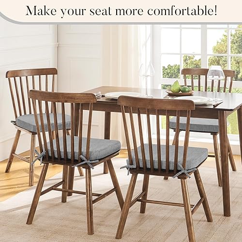 Miniatura 6 de Basic Beyond Cojines para sillas de comedor, paquete de 6, cojines para sillas de cocina con lazos y respaldo antideslizante, almohadillas para