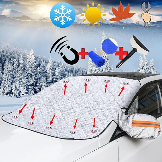 Car Windscreen Cover, Snow Cover with Two Mirror Covers, Ultra Thick Protective Car