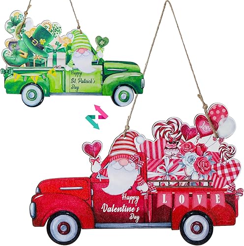 Tioncy Decoración del día de San Valentín, letrero reversible de madera de doble cara para colgar en la puerta delantera, letrero de madera para