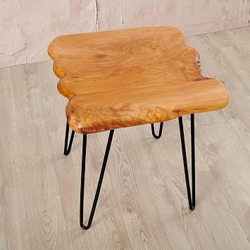 Greenage Cedar Live Edge End Table 20" x 20" x 21" Vintage Solid Natural Wood Farmhouse Coffee Table for Living Room Couch Sofa Rustic Brown Wooden Patio Side Table
