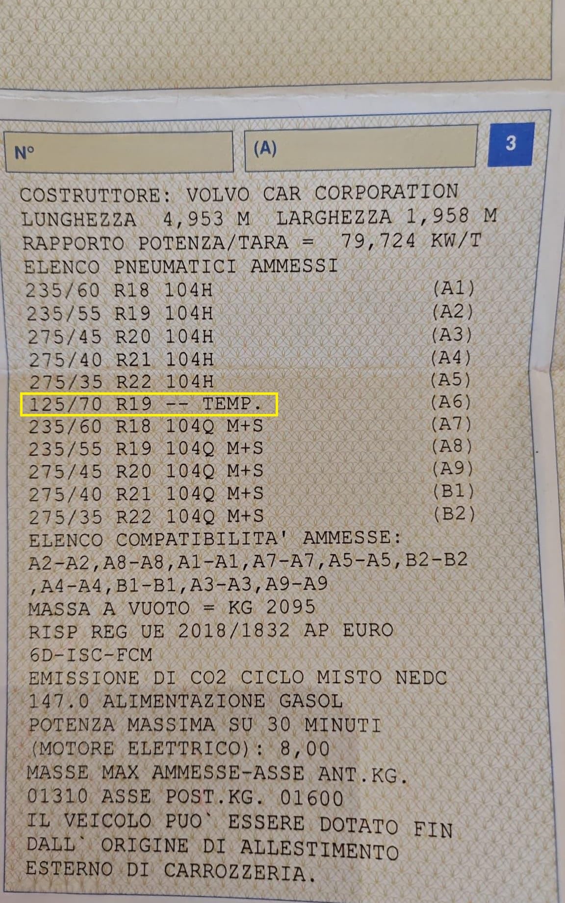 Ersatzrad-Set 19 Zoll, kompatibel mit Volvo XC90 mit Wagenheber, Schlüssel, Handschuhe und Tasche 125/70R19 (66 x 15 cm)