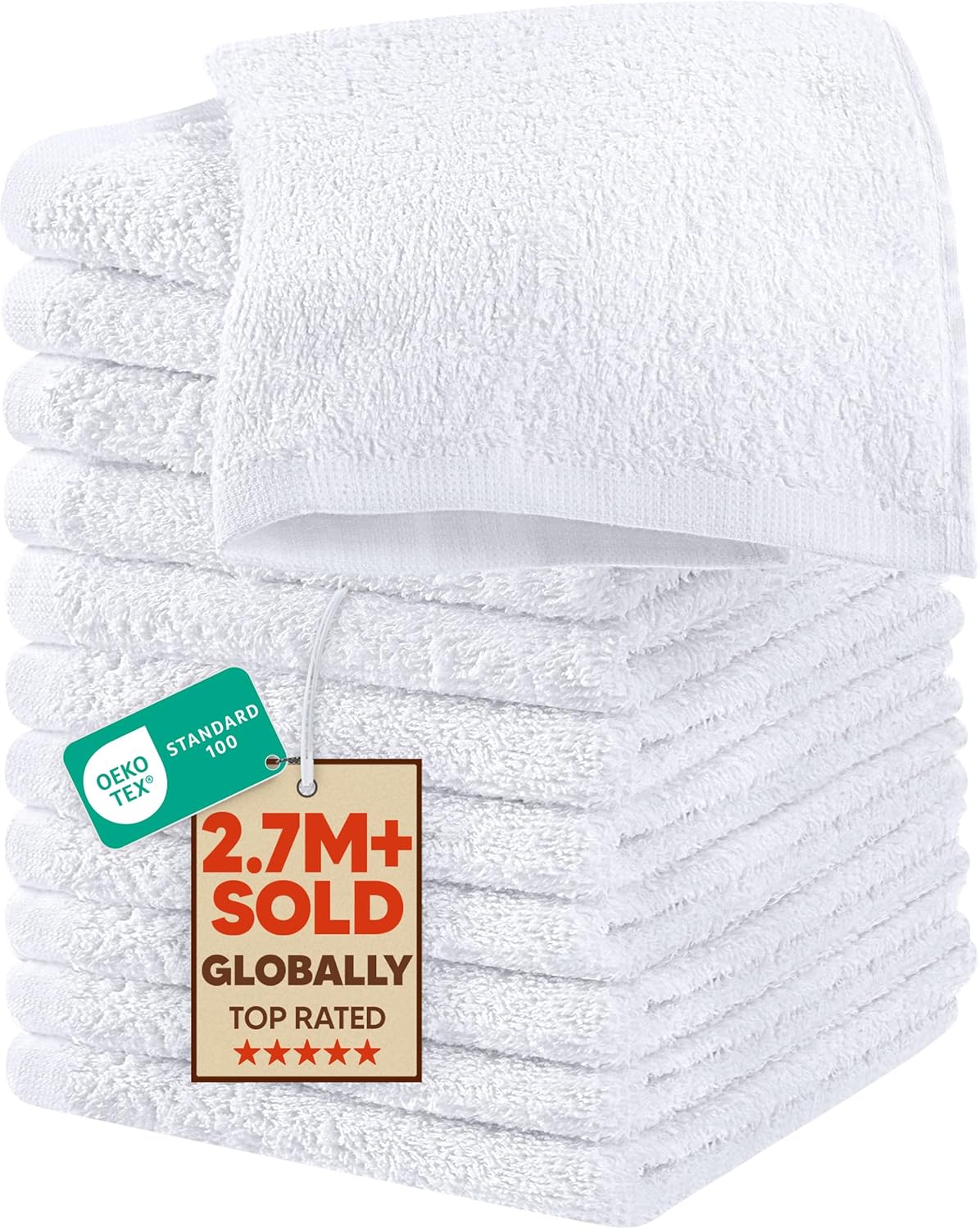 Utopia Towels 12-Pack 100% Ring Spun Cotton Washcloths - Ultra Soft, Highly Absorbent 12x12 Inch Face Towels, White