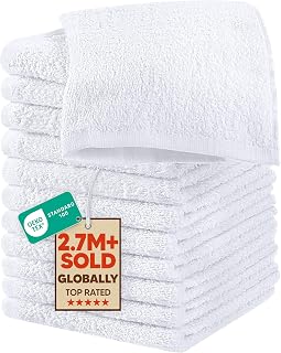 Utopia Towels 12-Pack 100% Ring Spun Cotton Washcloths - Ultra Soft, Highly Absorbent 12x12 Inch Face Towels, White
