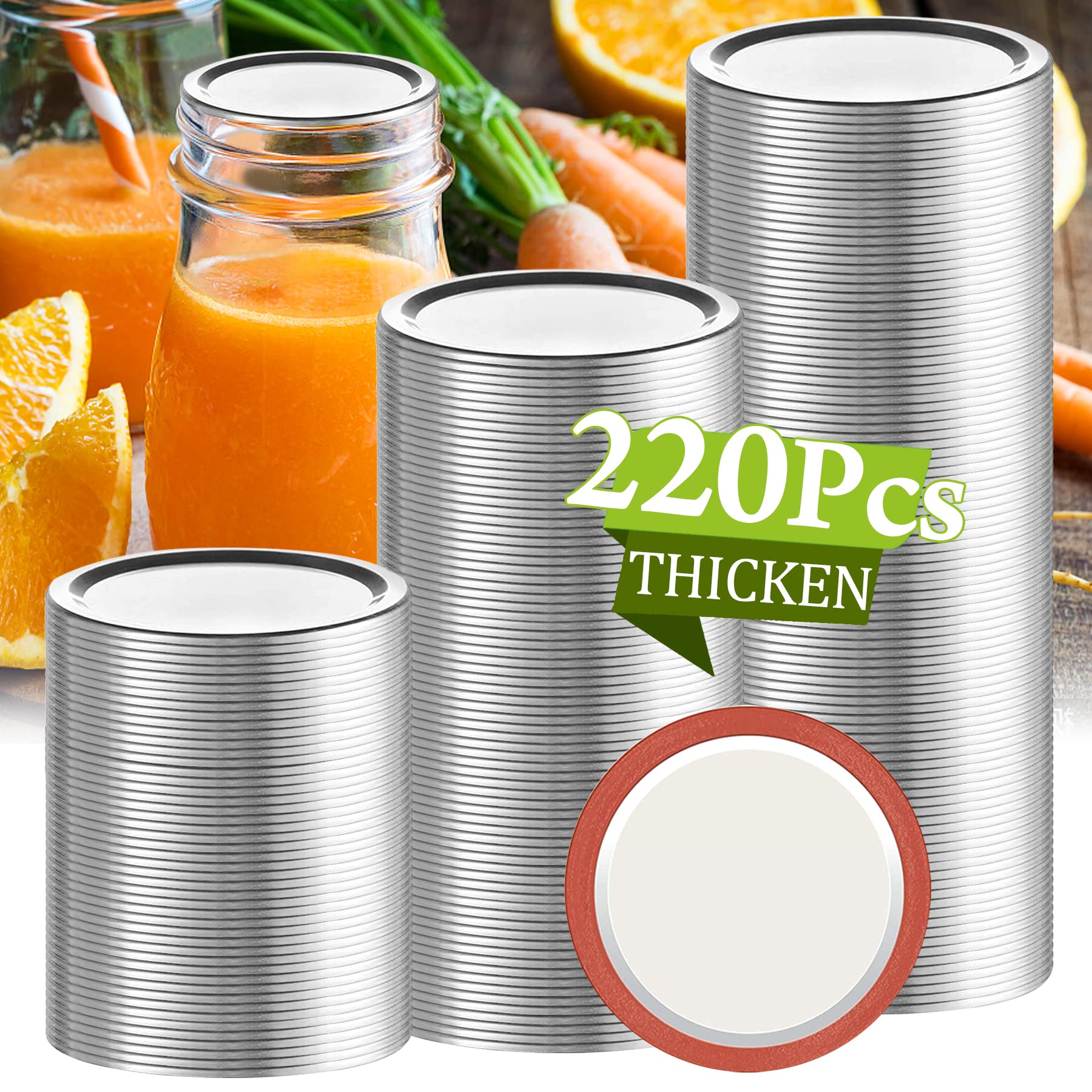 Aliggbent 220 Pcs Regular Mouth Canning Lids 70MM Airtight Split-Type Lids for Mason Jars Regular Mouth, Leakproof Bulk Canning Jar Lids for Food, Jam, Fruits & DIY Decor