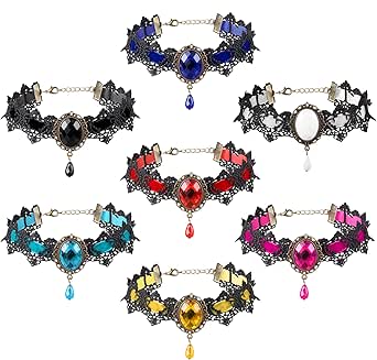 Collier Ras Du Cou Halloween Gothique Avec Fleur En Cristal Et Boucles D'oreilles - Pour Femmes