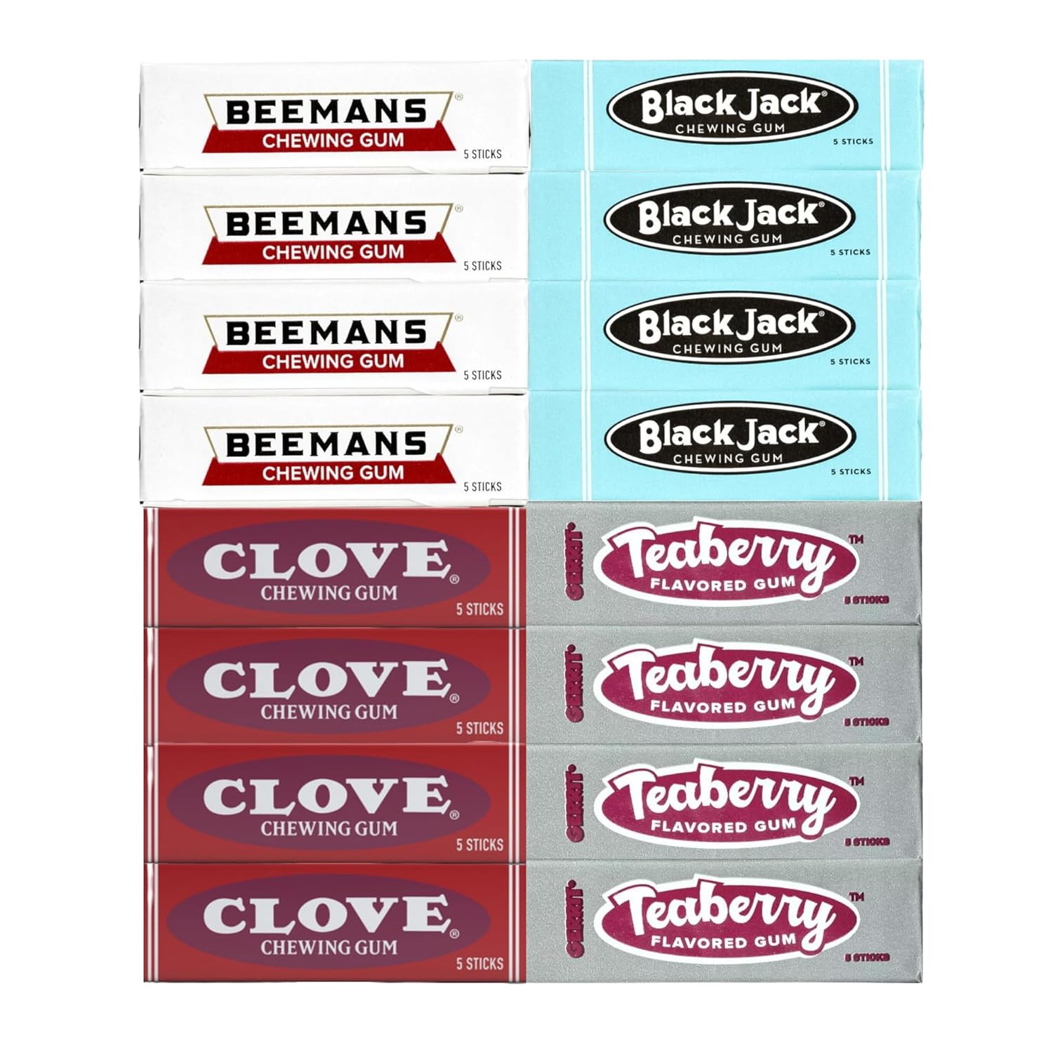 Beemans Black Jack Clove Teaberry Chewing Gum 4 Packs of