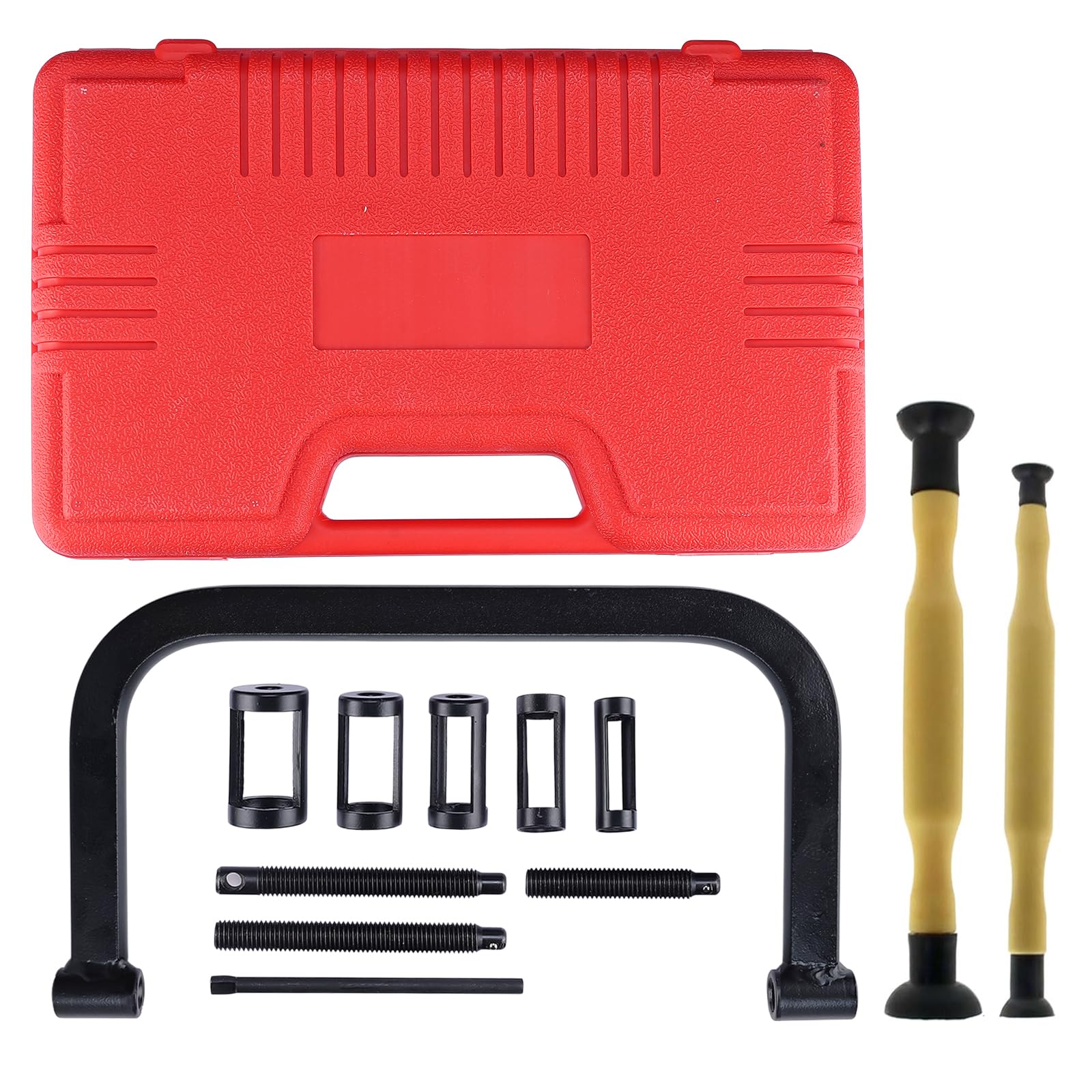 FreeTec 12 Pezzi Compressore Molle Valvole, 16-30mm Set Compressore Molle Valvole con Smerigliavalvole, Morsetto C Massiccio Attrezzo Compressore Molle della Valvola per Motore Moto Auto
