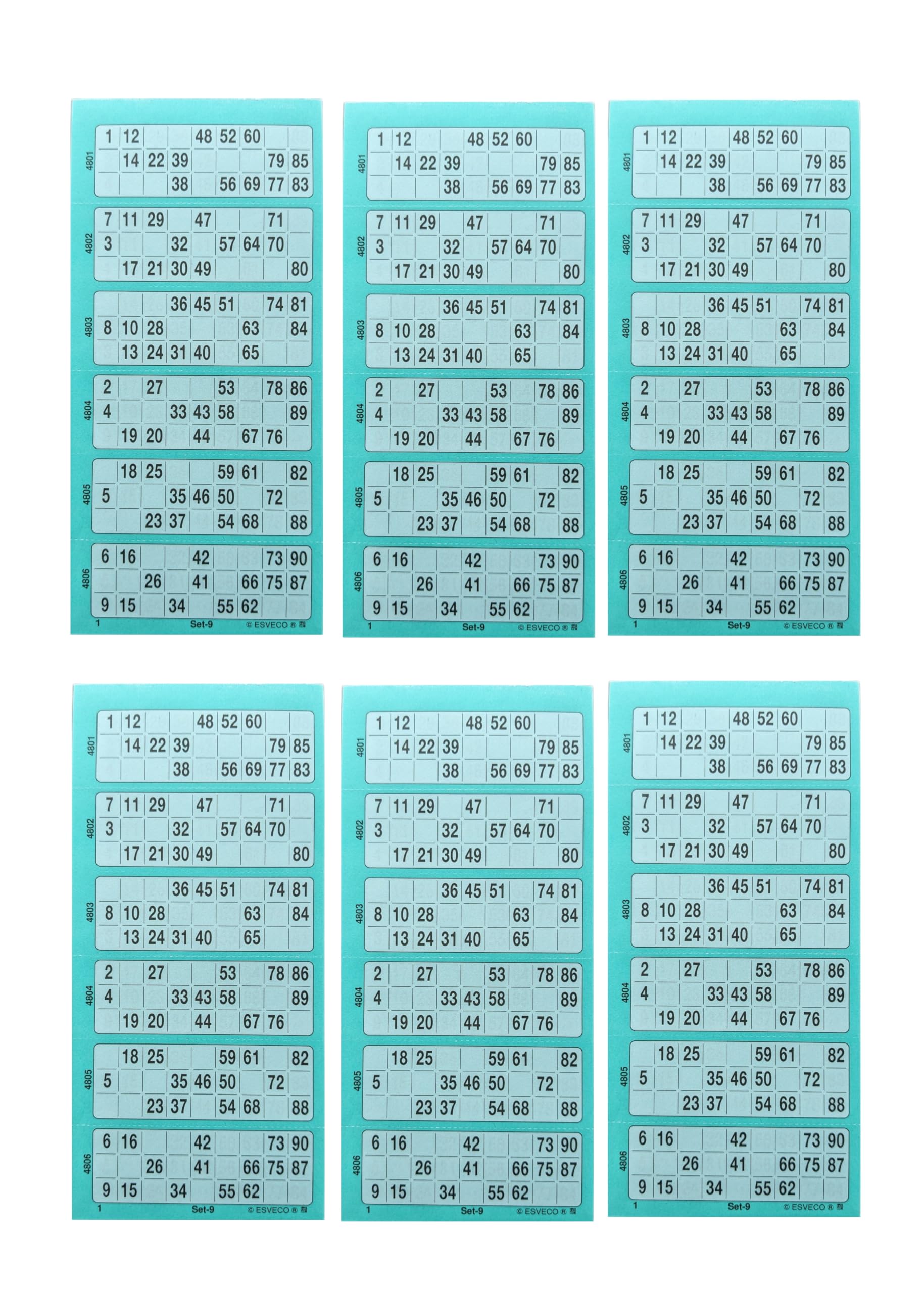 Bingoticket-Block TÜRKIS | 6 x Blöcke = 3.600 Tickets | System 15 aus 90