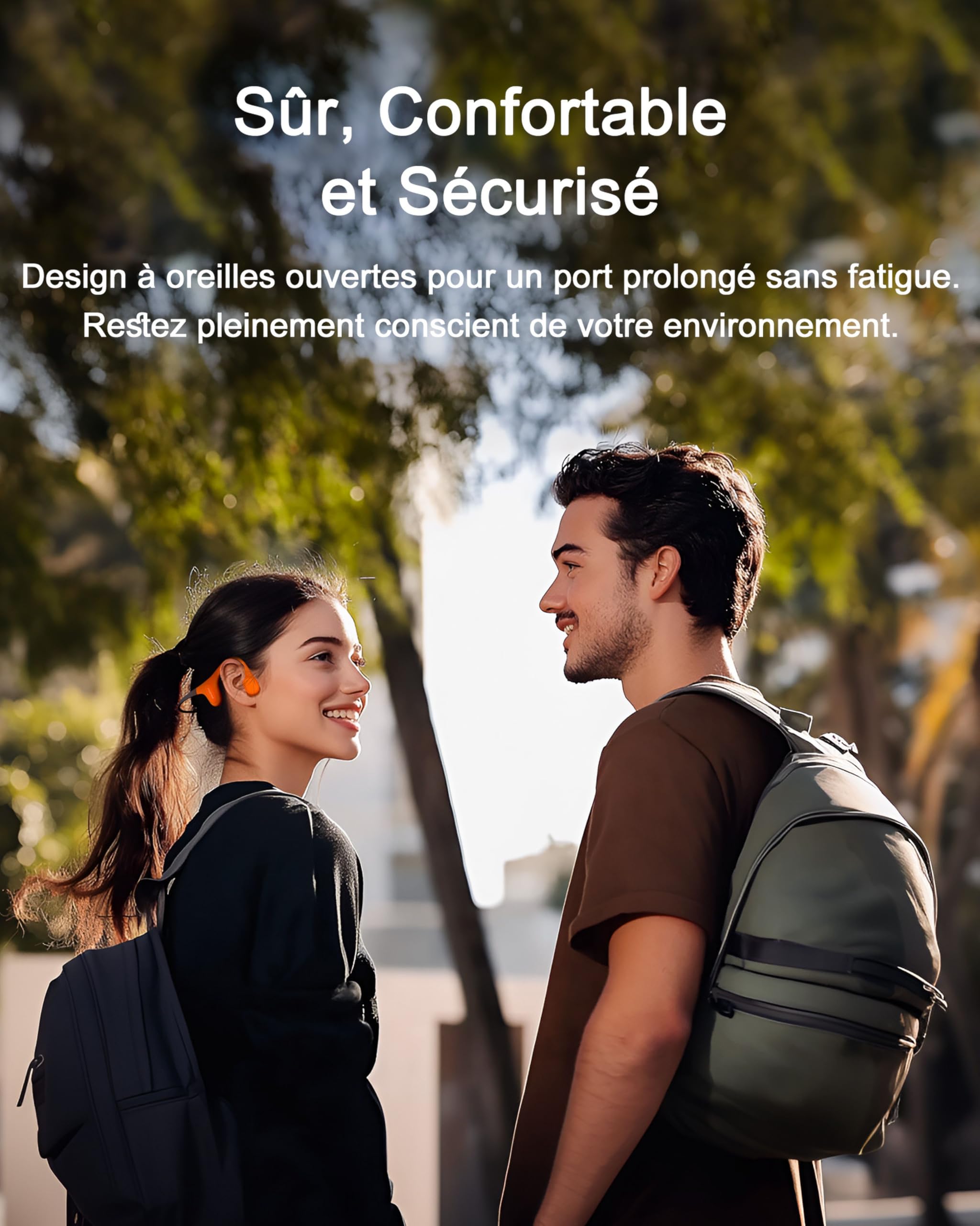 mojawa Aerra Casque Sport à Conduction Osseuse - Noirt | Open ear, Bluetooth 5.2, Étanche IP67, Micro Réducteur de Bruit - pour Course, Cyclisme, Randonnée et Fitness