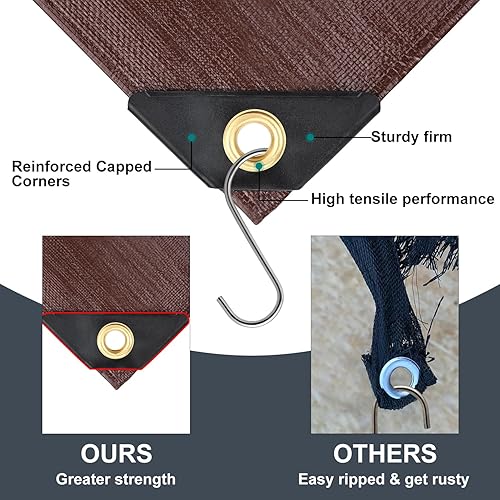 Miniatura 6 de Lona de 8 x 10 pies, lonas grandes de 14 mil resistentes al agua con ojales cada 23.6 pulgadas, lona de plástico gruesa 420D, resistente a los rayos