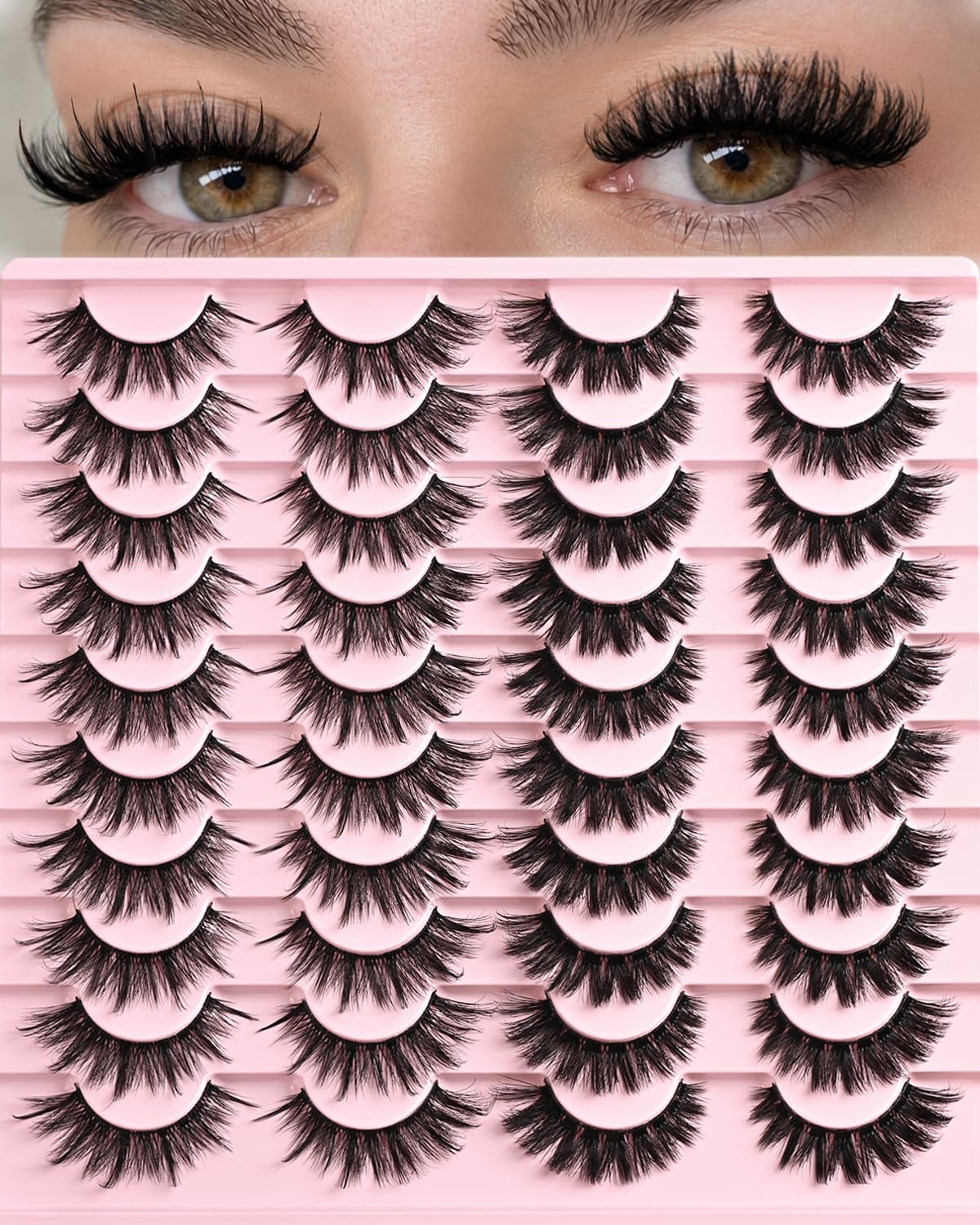 Künstliche Wimpern, natürliche Katzenaugen-Wimpern, weicher Nerzstreifen, natürlicher Look, 2 Stile, gemischt, flauschig, Demi-Wispies, falsche Cateye-Wimpern-Packung, kurz, dick, volles