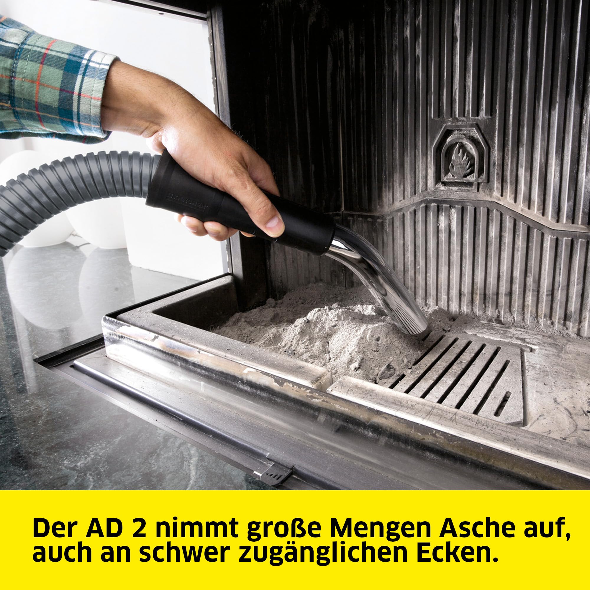 KÄRCHER AD 2 Aschesauger und Trockensauger perfekt für die Kaminreinigung und Pelletofen Reinigung (mit Filterreinigung, 14-Liter-Metallbehälter, ohne Schmutzkontakt), (L x B x H) 345 x 330 x 440 mm