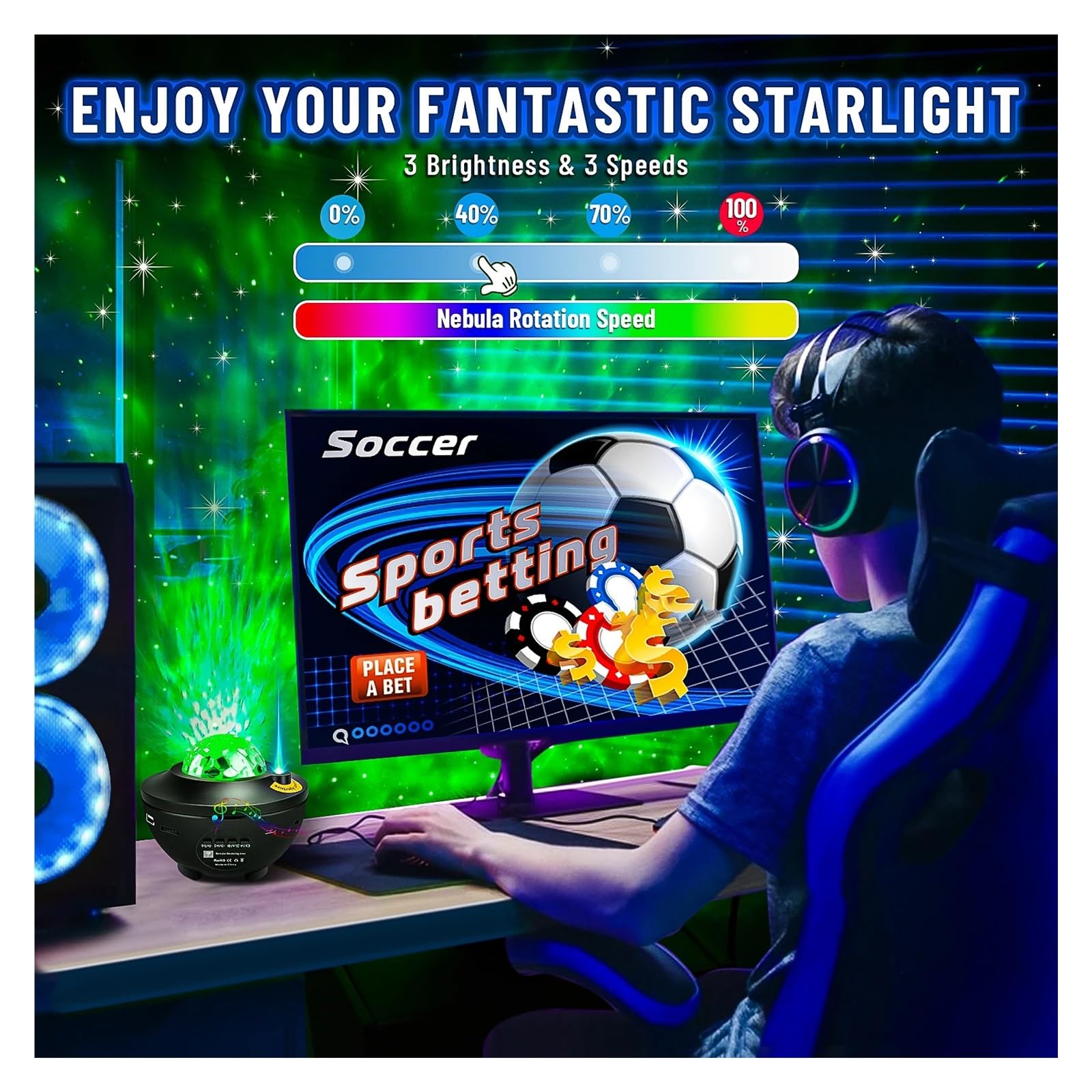 Proiettore Stellato Luce Notturna Galassia Bambino Bluetooth USB Lettore Musicale Stella Oceano Romantico Lampada Regali Crea Un'Atmosfera