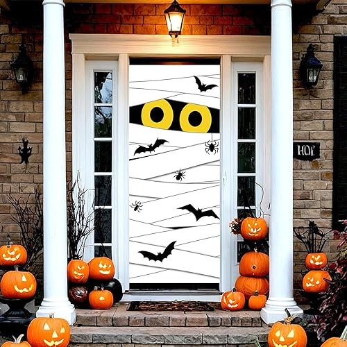 Halloween Door Banner - Cute Indoor/Outdoor Decorations for Halloween, White