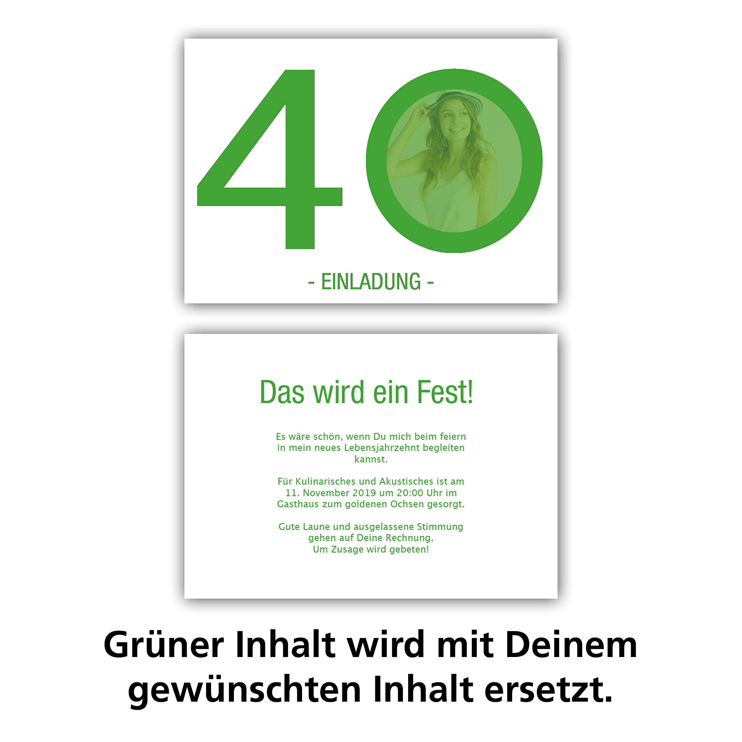 Einladungskarten zum Geburtstag (40 Stück) Einladung zum runden Geburtstag alle Jahre (Blau) Riesen Zahl