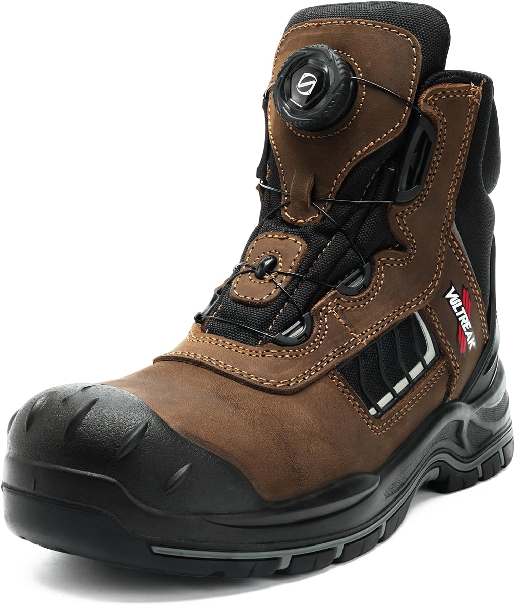 Composite Toe Work Boots for Men and Women – Exceeds Steel Toe Protection, Quick Fit System, Kevlar Puncture-Resistant Midsole, S3 HRO Certified, Heat-Resistant, Waterproof, Rubber Slip-Resistant Outsole, Safety Shoes for Industrial & Welding Use