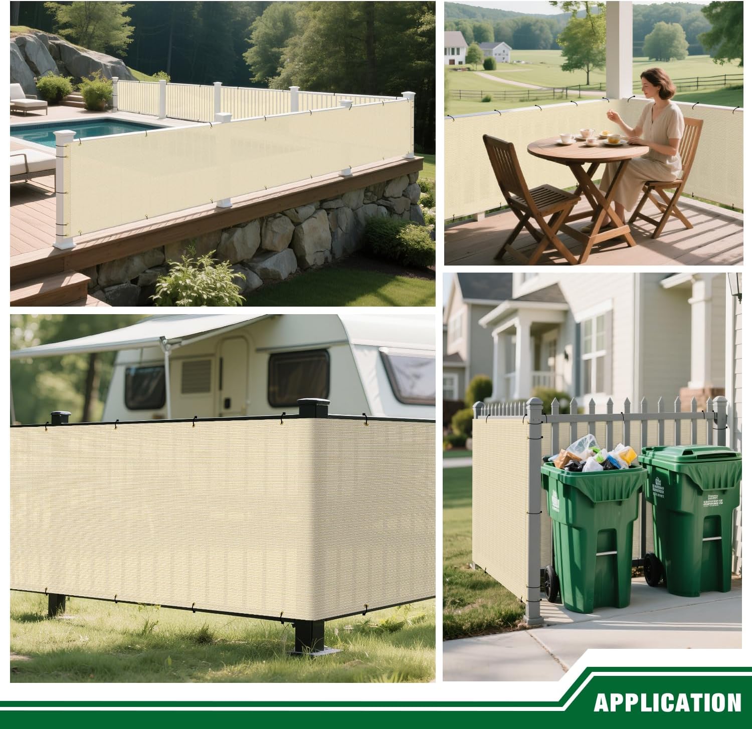 2.5'x12' Balcony Privacy Screen Fence Panels Outdoor Deck Shade Fencing, Apartments Railing Cover UV Protection Outside Screen for Patio Porch, Beige