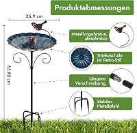 DAAS24 2 az 1-ben madárfürdő és etetőállomás, 26 cm tál, 83 cm állvánnyal, téli használatra 3
