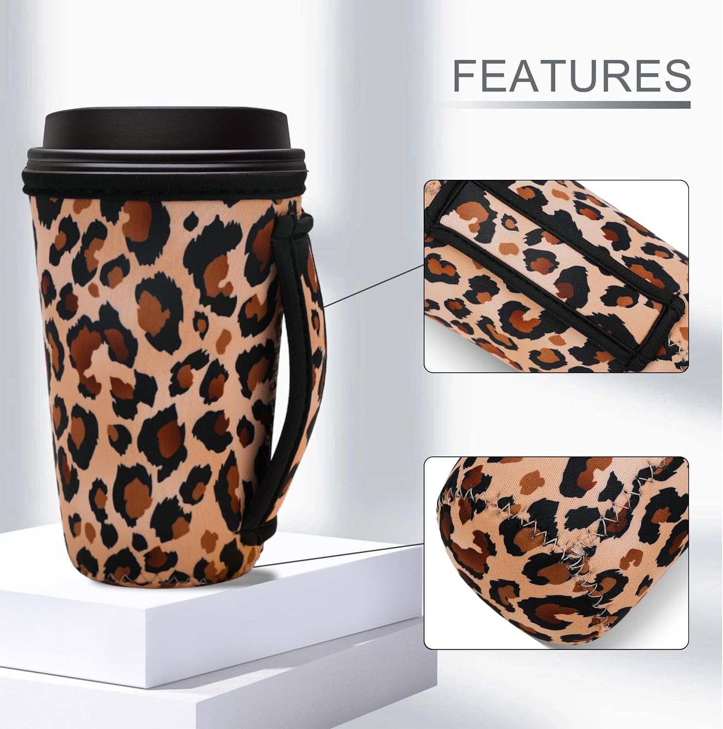 3PCS Reusable Iced Coffee Sleeves, Fits 16-32oz Hot/Cold Drinks