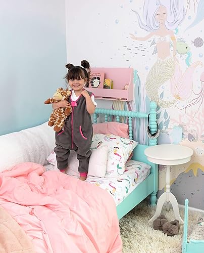 Vista 22 de Baby Deedee Saco de dormir de forro polar con pies, saco de dormir para niños, verde azulado, 2-4 T
