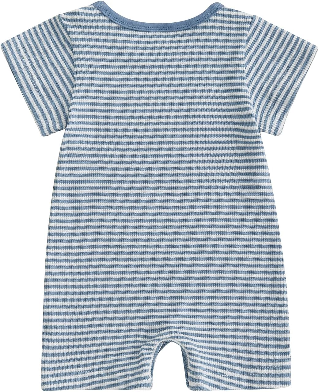 Newborn Boy Football Romper Infant Baby Waffle Knit Summer Clothes Embroidery Excavator Short Sleeve Stripe Jumpsuit - Image 4