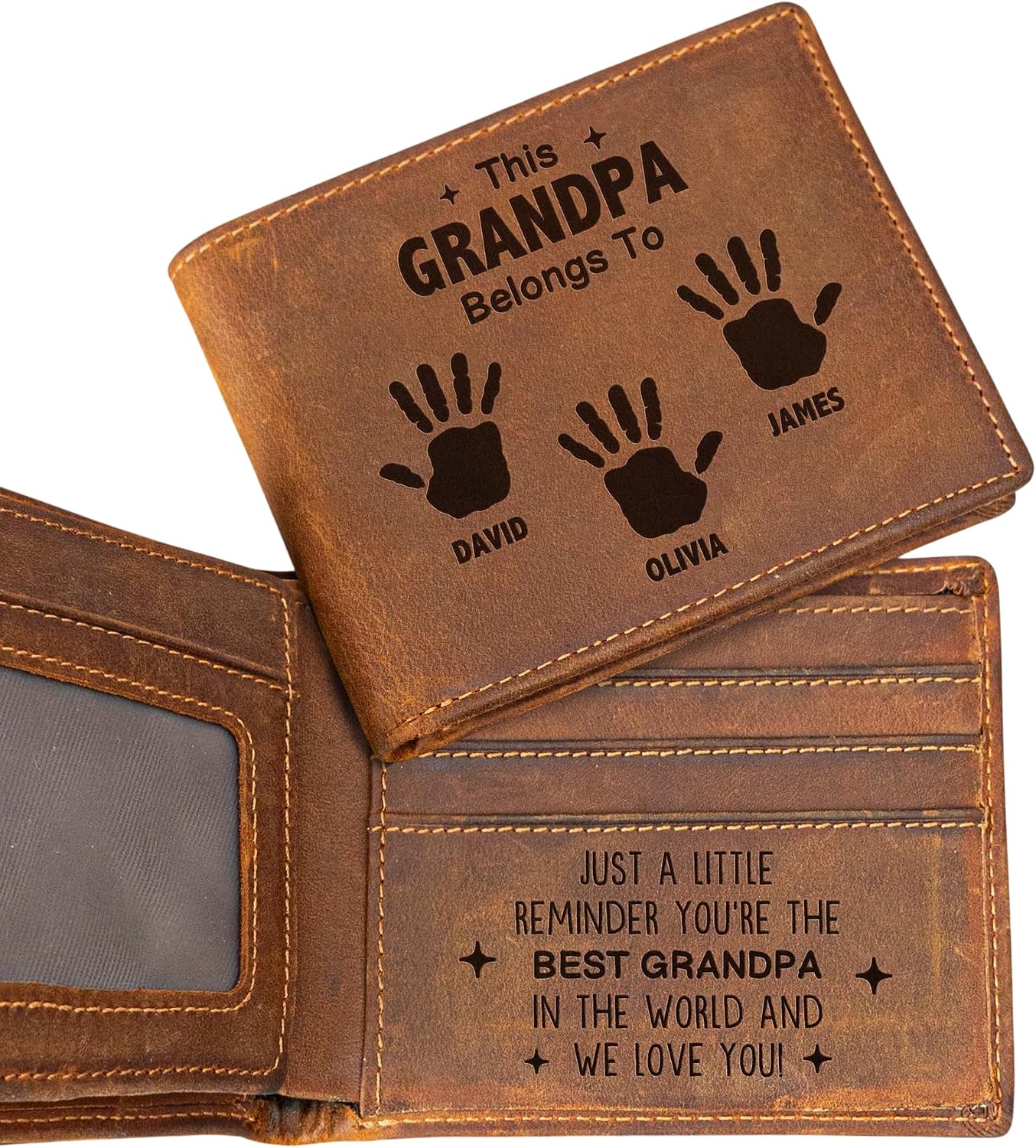 Father's Day Presents, This Grandpa Belongs To - Reminder We Love You - Personalized Leather Wallet