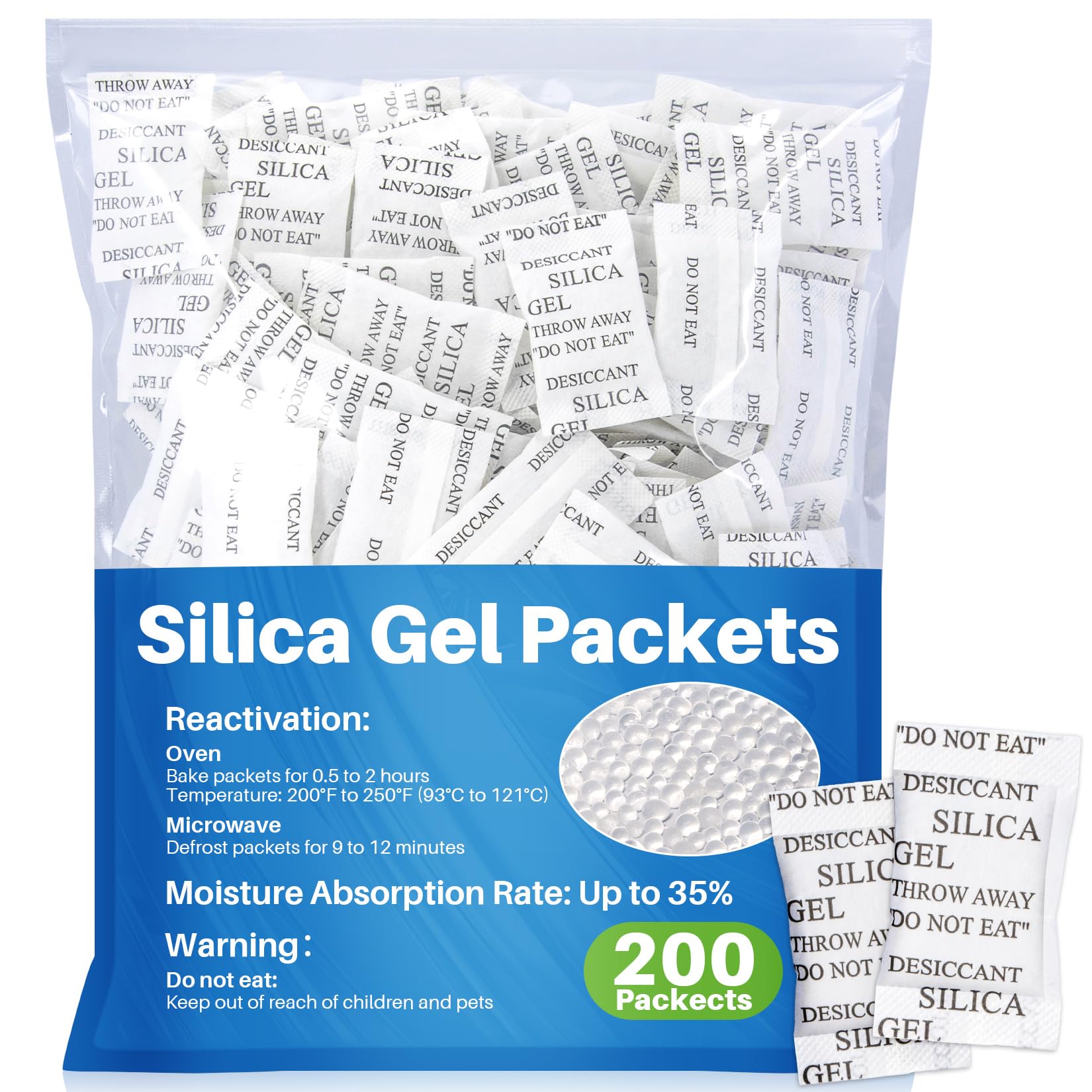 Sukh 100PCS Silica Gel Packets - 2g Desiccant Beads Moisture Absorbers — Amazon image 10