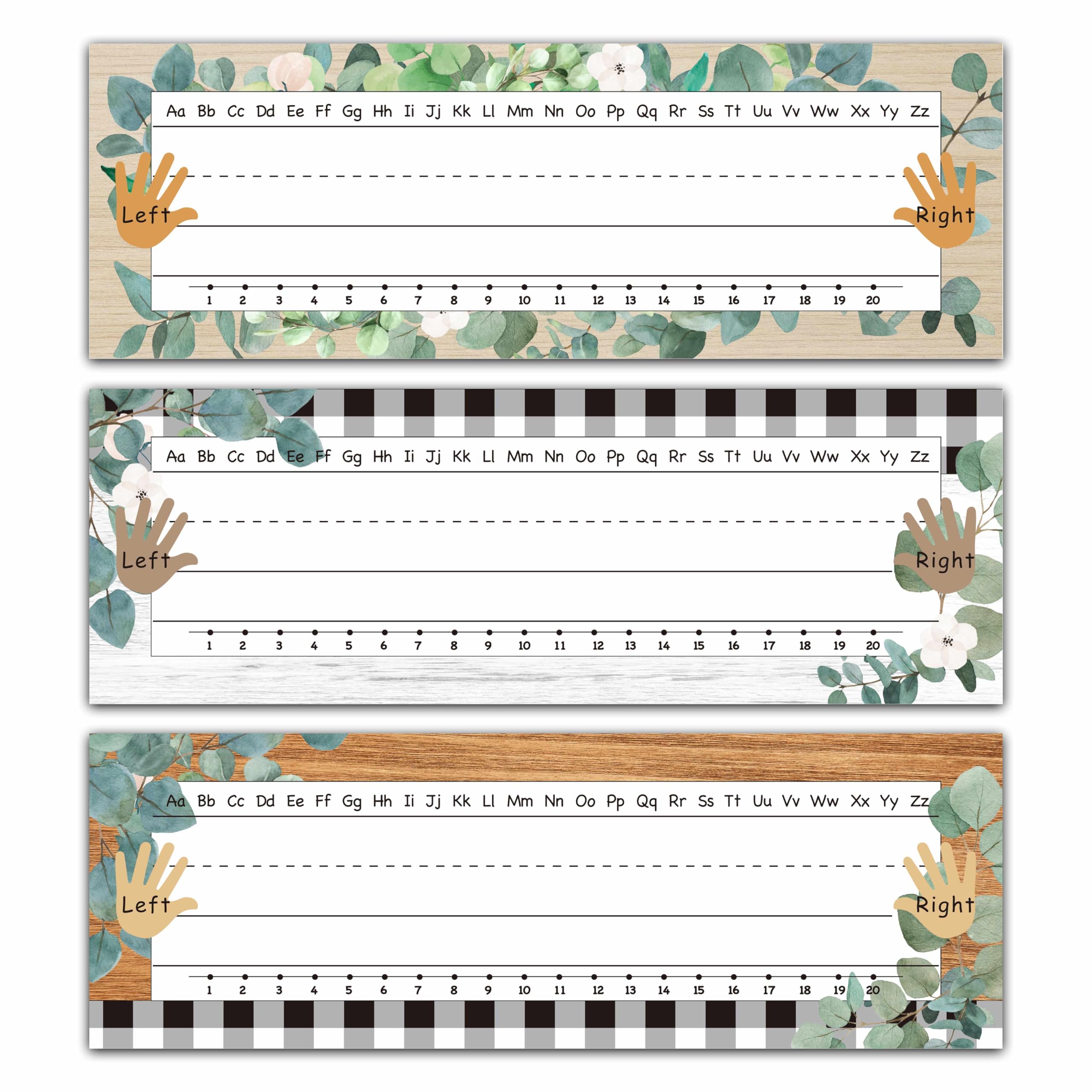 Botanical Greenery Name Tags, Number Line Name Tags Classroom Desk Sticker, Name Tags for Kids Student Name Tags Desk Stickers for Classroom Student
