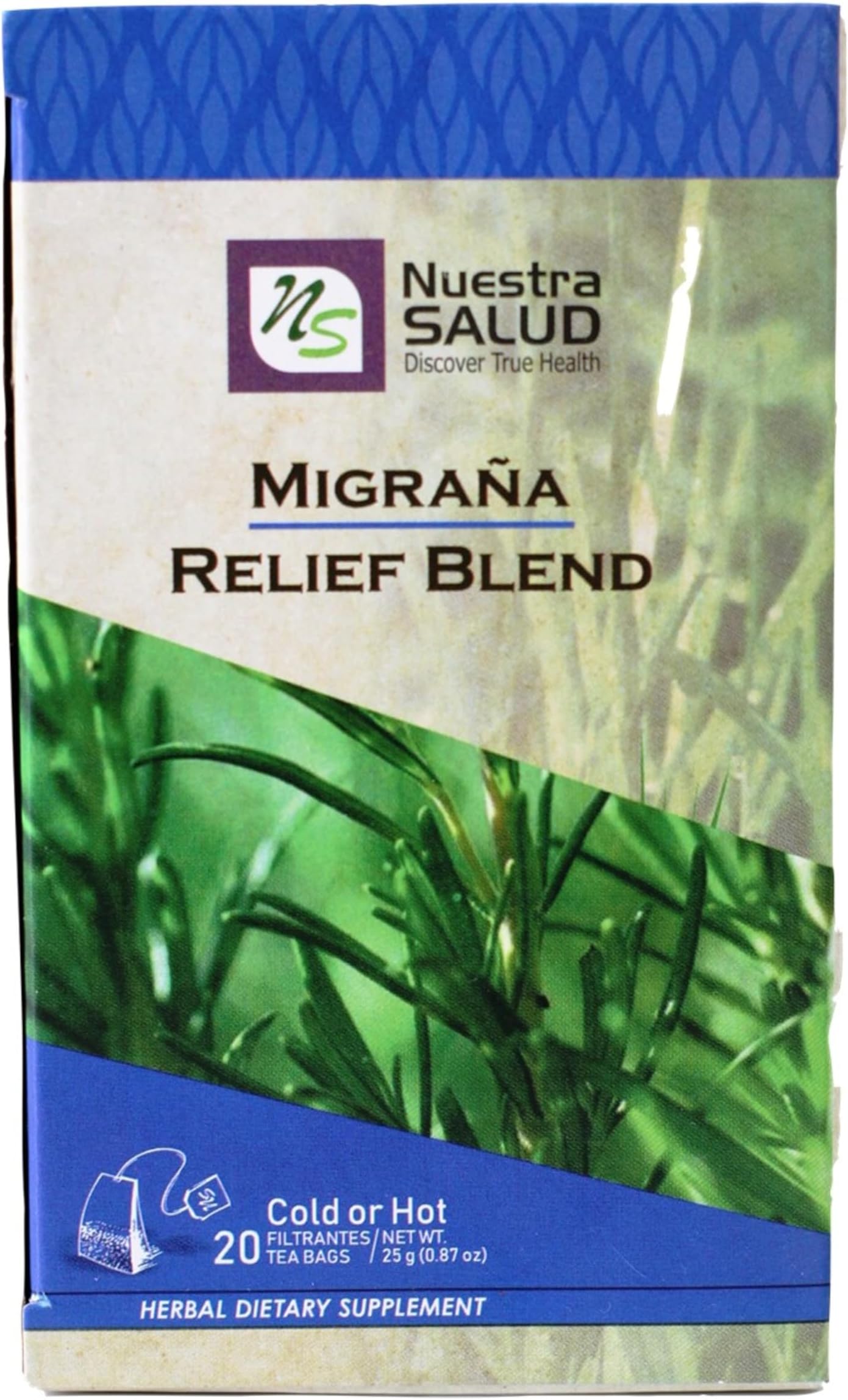 Migraine Tea - Herbal Blend Tea - (20 tea bags) with Lemon Balm - Mint - Rosemary - clove - Migraña-TE